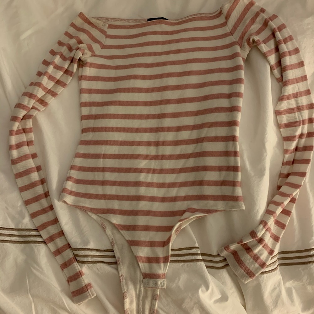 ATM COLLECTION striped off the shoulder bodysuit